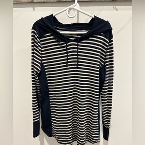 Eddie Bauer Navy and Cream Striped Hoodie